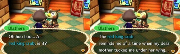 blathering on about his mother's crabs