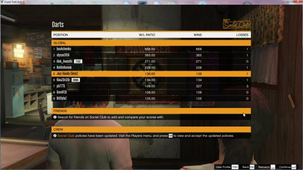 jazz hands global position at darts in Grand Theft Auto V
